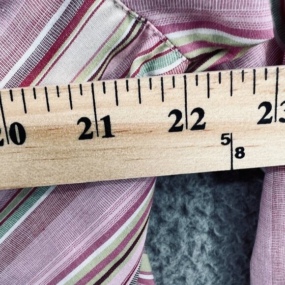 Studio Works Womens Top Extra Large‎ Pink Striped Long Sleeve Shirt No Iron - Picture 7 of 9